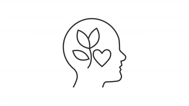 Animated mental health linear icon. Positive mindset. Psychology. Intrinsic motivation. Seamless loop HD video with alpha channel on transparent background. Outline motion graphic animation