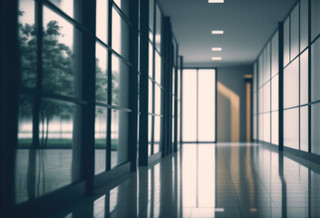 Generative AI image of empty corridor in business center