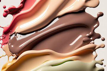AI picture of colorful cosmetic creams smears on white background
