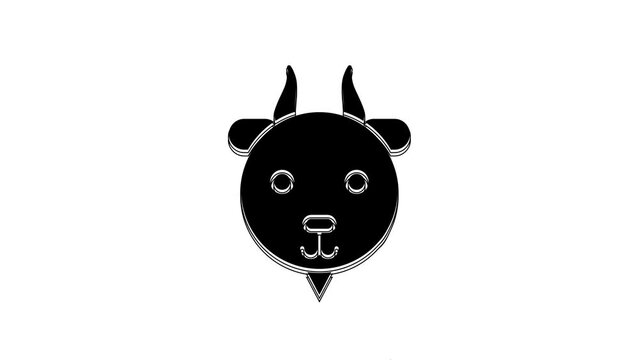 Black Aries zodiac sign icon isolated on white background. Astrological horoscope collection. 4K Video motion graphic animation