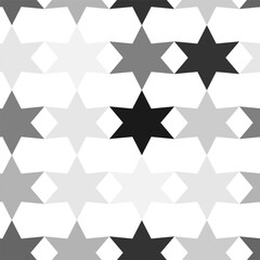 Geometric Seamless Vector Pattern of monochrome stars.