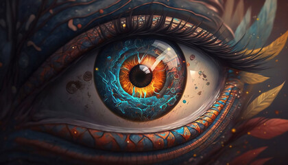 Third eye, mystical and esoteric concept, energy and light. Generative AI.