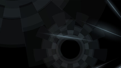 Abstract techno on dark background. Vector illustration of gear mechanism with light effect.