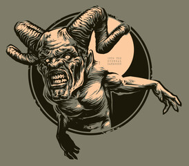 Horned Demon. Vector illustration