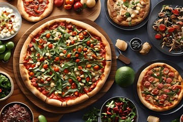 Food delivery service. Pizza delivery concept. Generative AI
