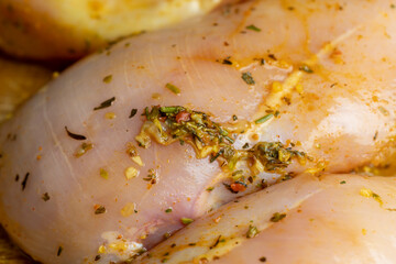 Freshly washed and skinned chicken meat