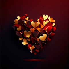 Festive greeting card design in the form of a large black and yellow heart. Banner or background for the holiday. The concept of love and joy. Isolated pastel blue background. Flat lay.