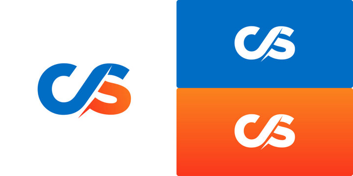 letter CS logo gradient blue orange vector