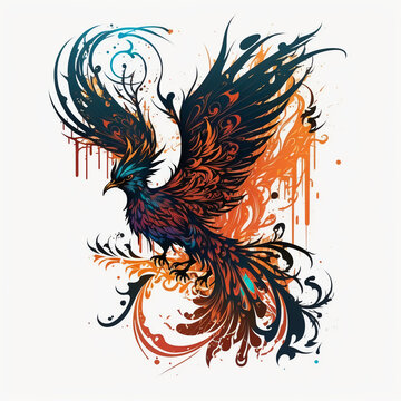 Hand Drawn Colorful Phoenix Tattoo Stock Vector Royalty Free 603857630   Shutterstock