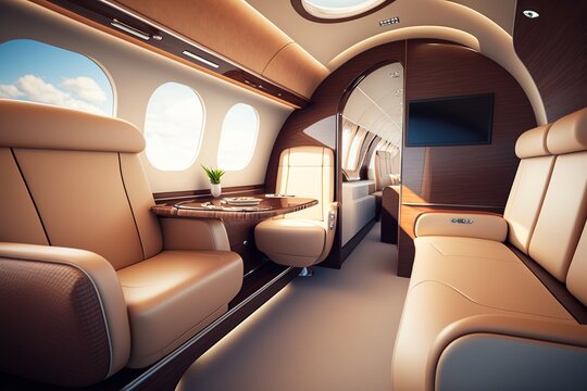 Luxury jet interior . Ai. Modern business airline