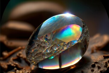 Fototapeta premium Moonstone, gemstone iridescent coloring (Ai generated)