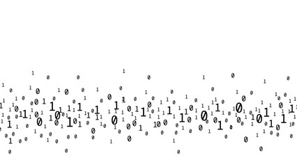 Random binary code. One and zero on white background