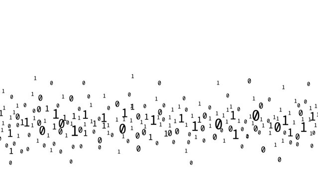 Random binary code. One and zero on white background