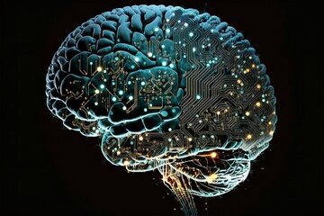 precision neuro-connected biological brain. AI technology generated image