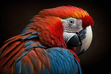 Fototapeta premium the scarlet macaw (ara macao) is a large yellow, red and blue central and south american parrot, a member of a large group of neotropical parrots called macaws.