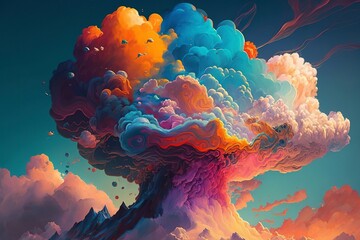 Colorful clouds in the sky. AI technology generated image