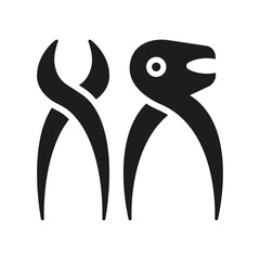 Tooth Pliers Dentist Silhouette Icon. Surgeon Equipment Sign. Dental Extraction Instrument. Dentistry Orthodontic Treatment Glyph Pictogram. Oral Medicine Symbol. Isolated Vector Illustration