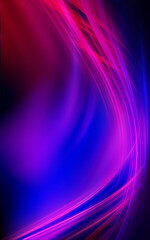 Dark fractal, abstract background. Bright neon lines, waves. Blurred laser shapes