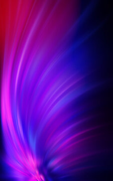 Dark fractal, abstract background. Bright neon lines, waves. Blurred laser shapes