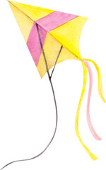 Hand Drawn Watercolor Spring Kite