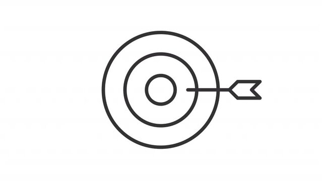 Animated target linear icon. Sport competition. Playing game. Accurate hit. Business objective. Seamless loop HD video with alpha channel on transparent background. Outline motion graphic animation