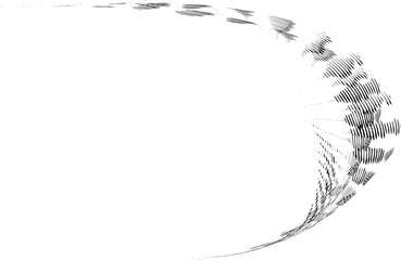 Sketchy dashed swirl frame with converging radii. Vector.