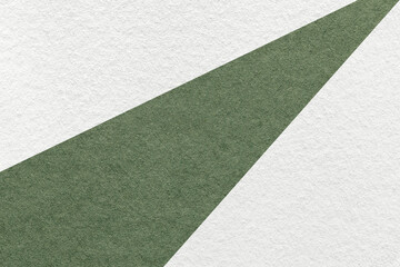 Obraz premium Texture of old craft white and green color paper background, macro. Structure of vintage abstract olive cardboard
