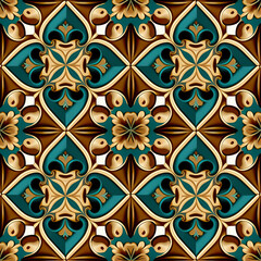 Seamless floral vintage baroque Moroccan tile pattern vector