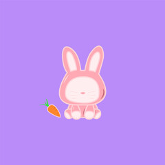 Cute bunny character design illustration faceless animals