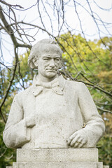 Fototapeta na wymiar Bust of Baudelaire by Pierre-Felix Masseau located in the Luxembourg Garden of Paris, France