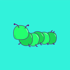 Cute worm character design illustration faceless animals