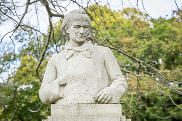 Fototapeta premium Bust of Baudelaire by Pierre-Felix Masseau located in the Luxembourg Garden of Paris, France