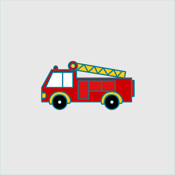 cute fire engine cartoon illustration for design