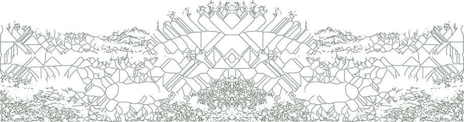 Abstrakte und komplexe Grafik mit gespiegelten Linien