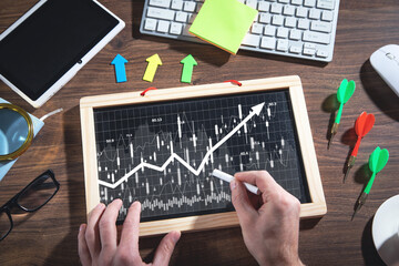 Graph and stock market statistics. Forex trading analysis