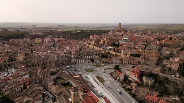 Segovia City Centre Aerial View in Spain