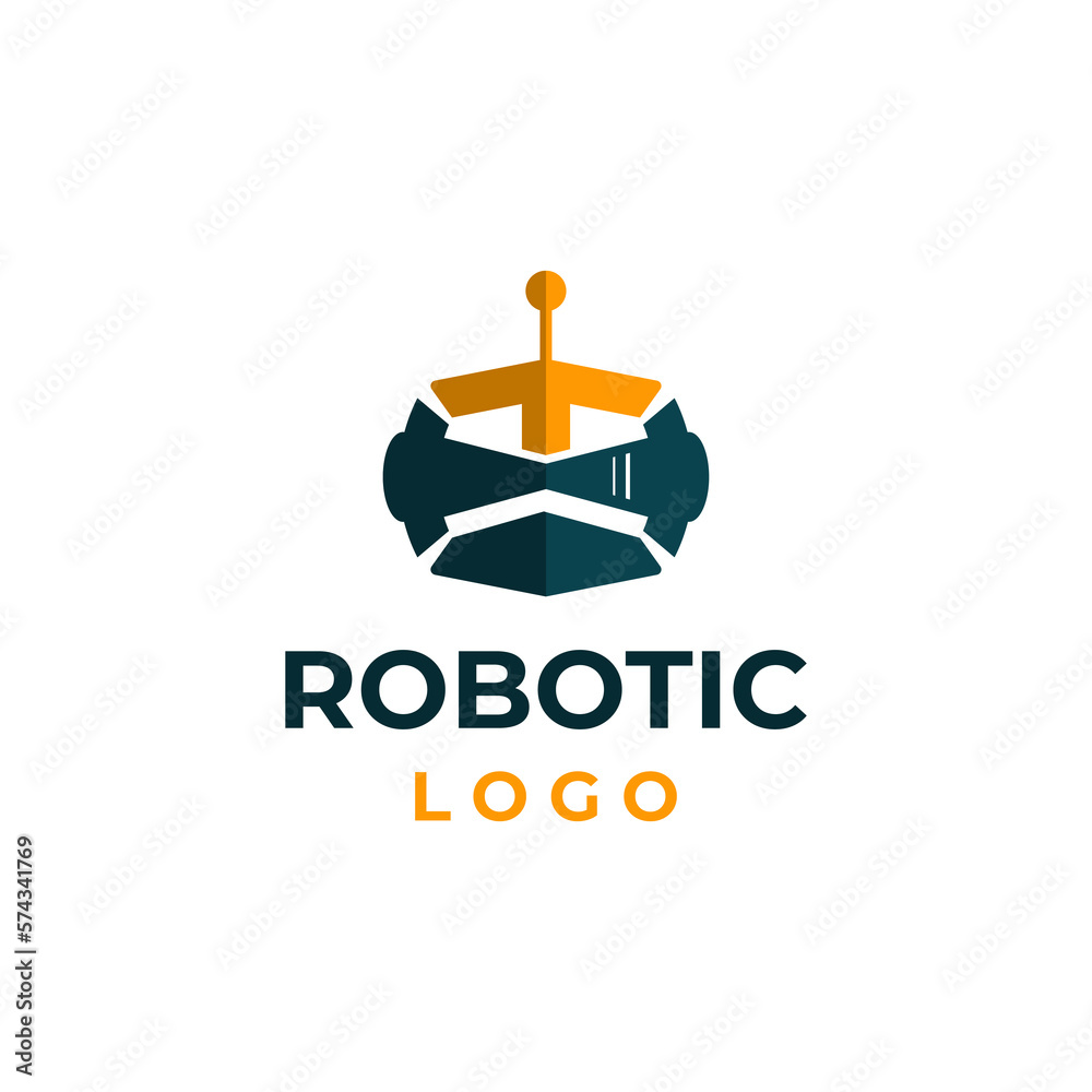 Poster robot technology icon logo vector