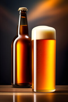 beer bottle and glass of beer