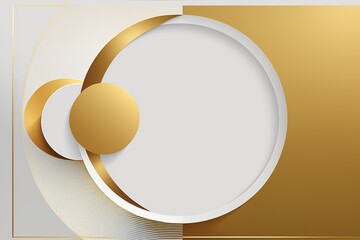 white and gold geometric minimal shapes background. AI generated