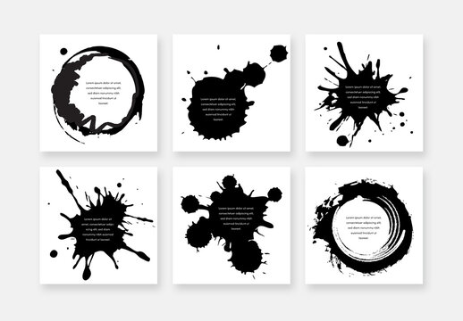 Social Media Posts With Black Quote Vector Splashes Design
