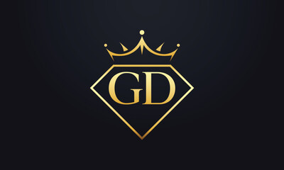 Diamond crown vector. Luxury queen logo for jewelry vector with letters