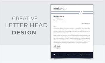 Modern Creative & Clean style business  letterhead. Simple Professional Letterhead Template. 