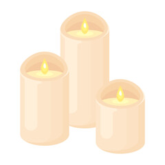 Led candle set in modern style on white background. 