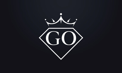 Diamond crown vector. Luxury queen logo for jewelry vector with letters