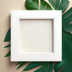 Blank picture frame mockup on wall in modern interior. Quadro em branco para montagem. GENERATIVE AI