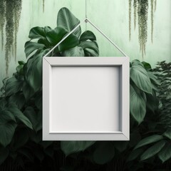 Blank picture frame mockup on wall in modern interior. Quadro em branco para montagem. GENERATIVE AI