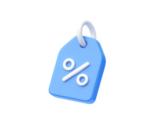 Discount coupon 3d render icon - sale promo label, price tag with percent
