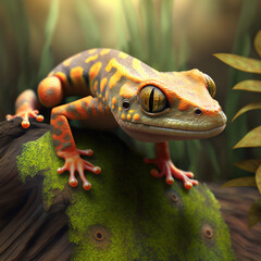 Obraz premium lizard on a leaf