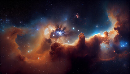Fototapeta na wymiar Cosmic Wonders, Interstellar Clouds, Nebulae, and Stars in Deep Space. Generative AI
