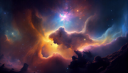 Obraz na płótnie Canvas Cosmic Wonders, Interstellar Clouds, Nebulae, and Stars in Deep Space. Generative AI